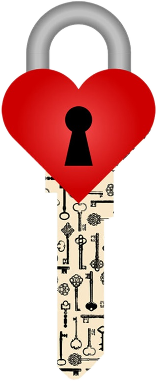 3D Heart Lock Key